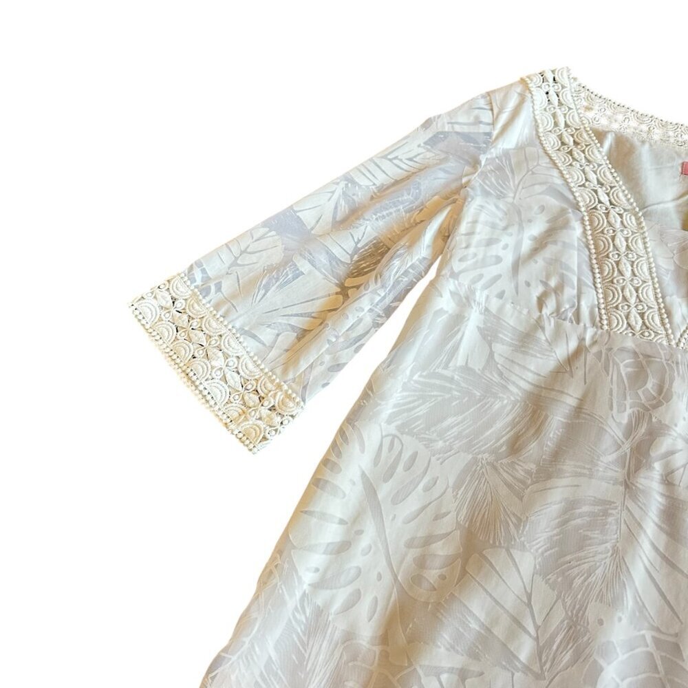 Lilly Pulitzer White Tropical Print Dress Caftan Beach Vacation Size Small Women - Picture 3 of 11